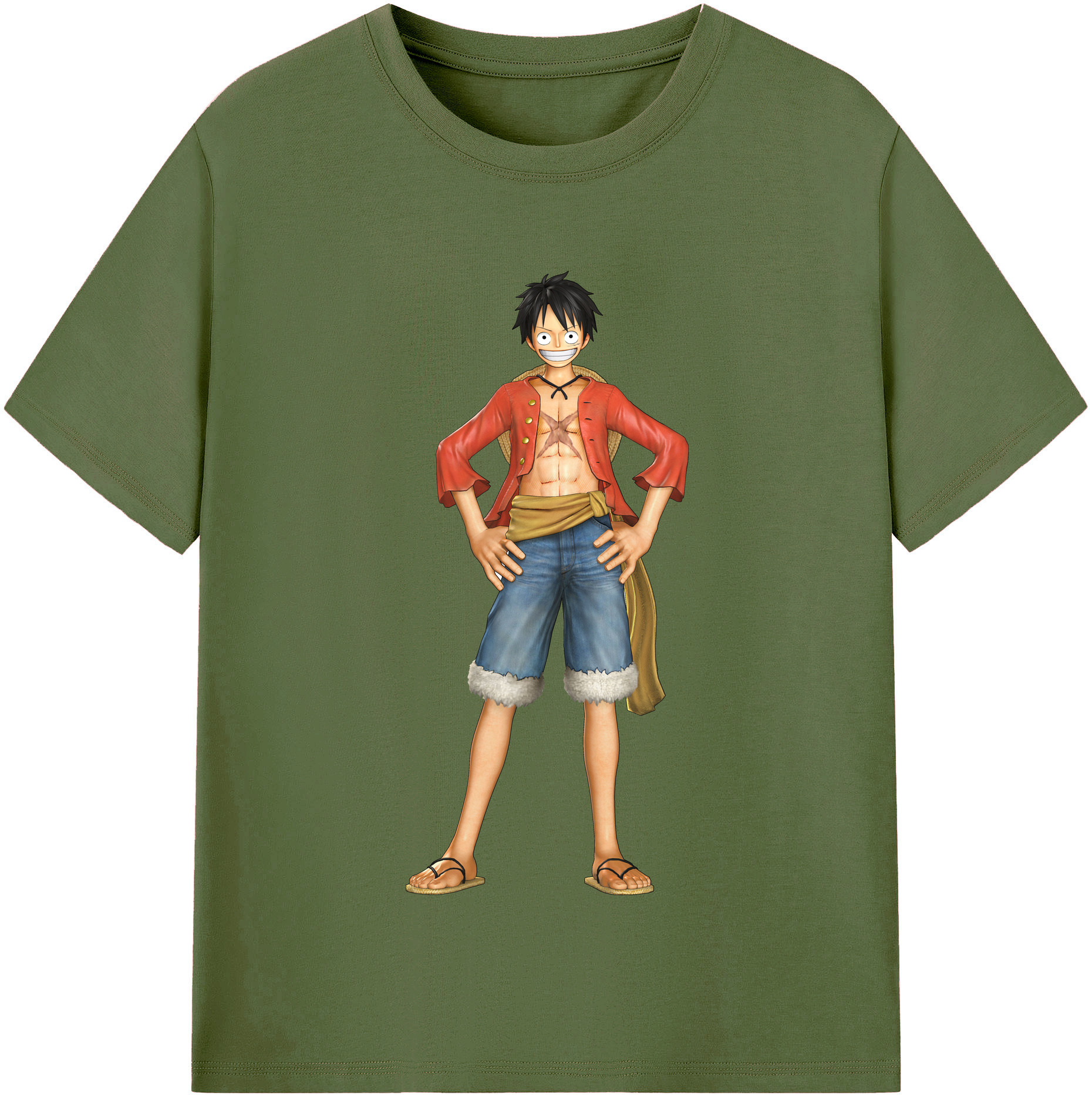 ワンピース モンキー・D・ルフィ ONE PIECE Monkey D. Luffy 綿100％半袖Tシャツ（フロントプリント）